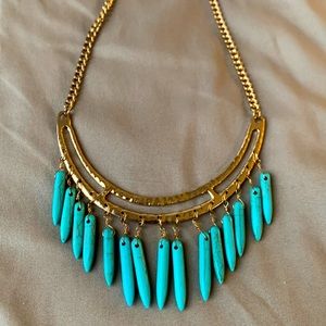Blue stone necklace with Gold embellishments